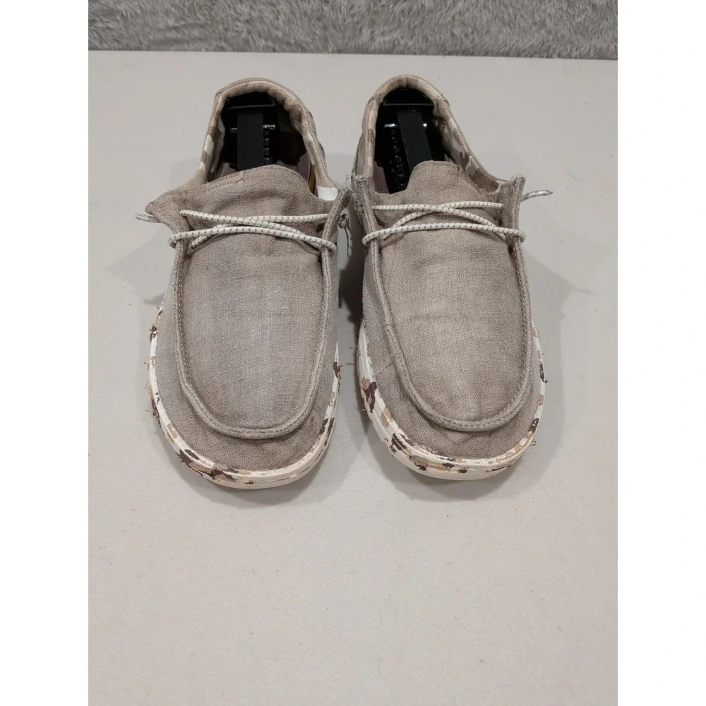 Hey Dude Womens Wendy Lace Up Loafers Slip On Tan/Camo Sz 7